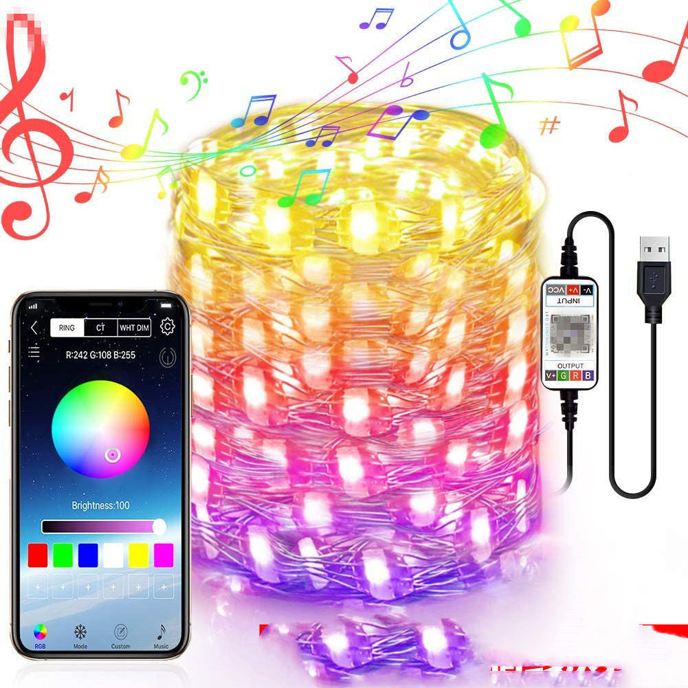 Guirlande lumineuse en fil de cuivre avec apllication pour smartphone